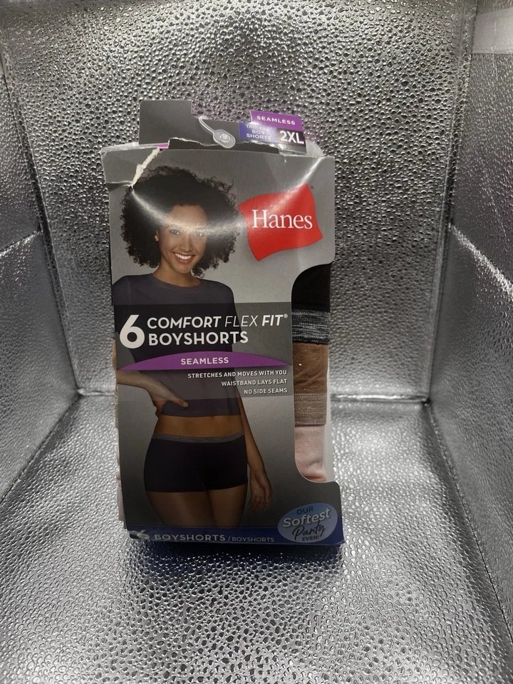 Paquete de 6 pantalones cortos Hanes para mujer cómodos ajuste flexible sin costuras talla 2XL nuevos en caja abierta Foto 2 de 4
