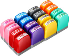 Yeaqee 16 Pcs Self Inking Rubber Stamp Set for Office Approved Paid Copy Faxed S