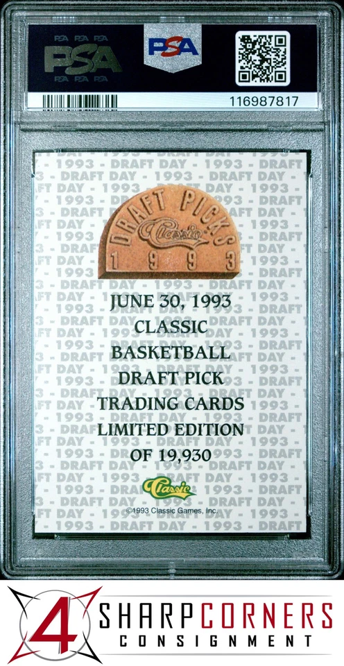 1993 CLASSIC DRAFT PICKS PROMO-DRAFT DAY WOODGRAIN RODNEY ROGERS RC POP 4 PSA 10 - Image 2 of 3