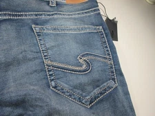 Silver Jeans mens Eddie dark distressed relaxed tapered jeans 48x32 NWT