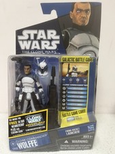 CLONE COMMANDER WOLFFE CW48 STAR WARS THE CLONE WARS HASBRO 2011 NEW CLEAR BUBBL