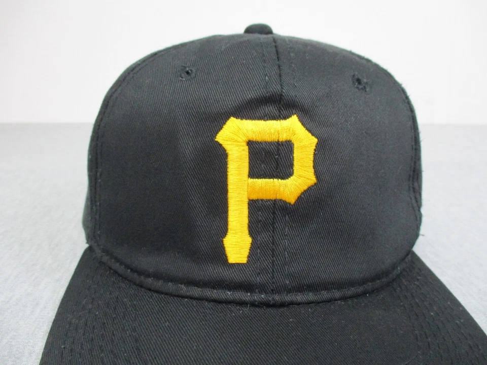 DE COLECCIÓN Gorra de los Piratas de Pittsburgh A Presión Negra MLB Gorra de Béisbol G Logotipo Liso P Foto 2 de 4