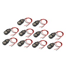 10 Pcs Snap 9V 9 Volt Battery Clip Connector I Type Black w Cable