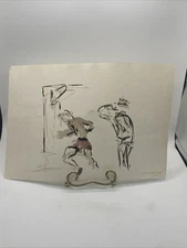 Vintage Original 10.5x15.25in Sheldon Leigh Bergh Watercolor “Boxing” RARE!!!
