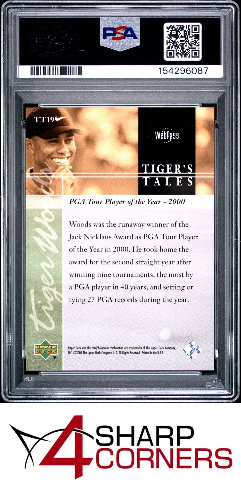 2001 UPPER DECK TIGER WOODS TALES #TT19 RC HOF PSA 10 view 2