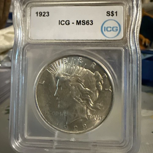 1923 Silver Peace Dollar Business Strike ICG MS63 Certified Nice Coin No Reserve