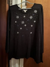 Pretty CJ BANKS Snowflake Long Sleeve Sweater Sz 3X