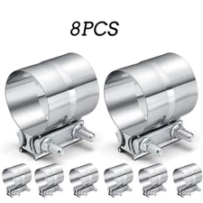 3" T304 Stainless Lap Joint Exhaust Band Clamp for Catback Muffler Pipe 8pcs