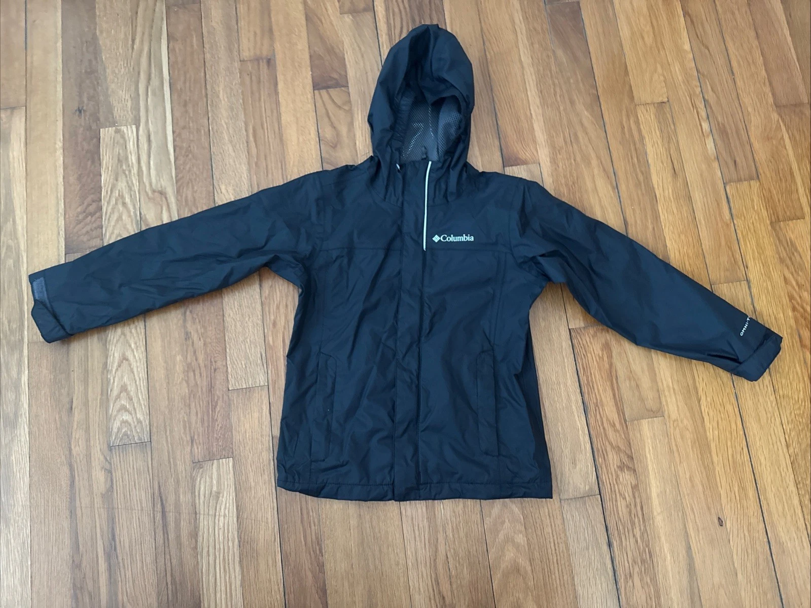Columbia Omni Tech Jacket Hood Full Zip Windbreaker Youth Black Boys Size XS