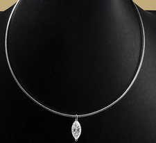 3.0ct Marquise Cut Lab‑Created Diamond Test Pass 18K Gold Collar Necklace