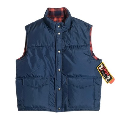 Vintage Argus Sportswear Mens Reversible Duck Down Snap Puffer Vest XL Navy NWT