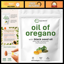 Oregano Oil Softgels 300 Count 4X Strength Carvacrol Thymoquinone Plant-Ba