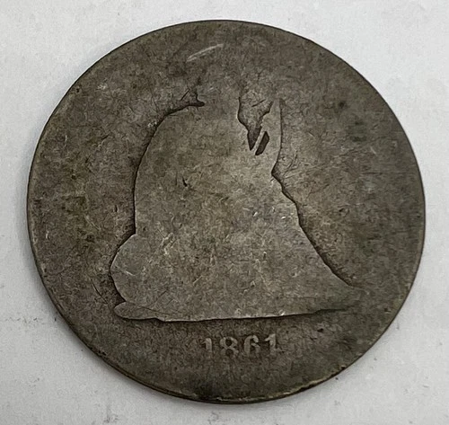 1861 SEATED LIBERTY QUARTER Circulated Type Coin!