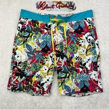 Robert Graham Men  s Classic Barbarito Woven Floral Hawaiian Swim Boardshorts 38