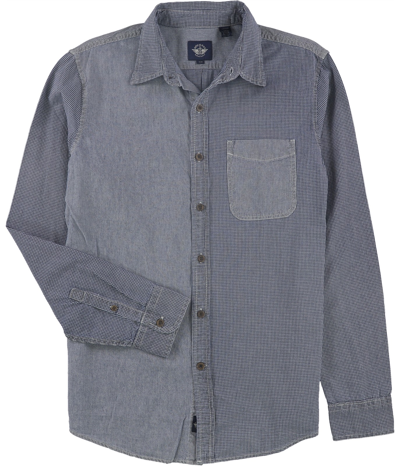 Dockers Mens Mixed Pattern Button Up Shirt, Blue, Small