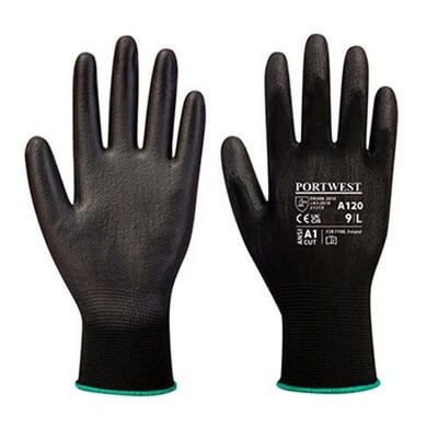 A120BKRM Portwest PU Polyurethane Glove Medium Black NEW