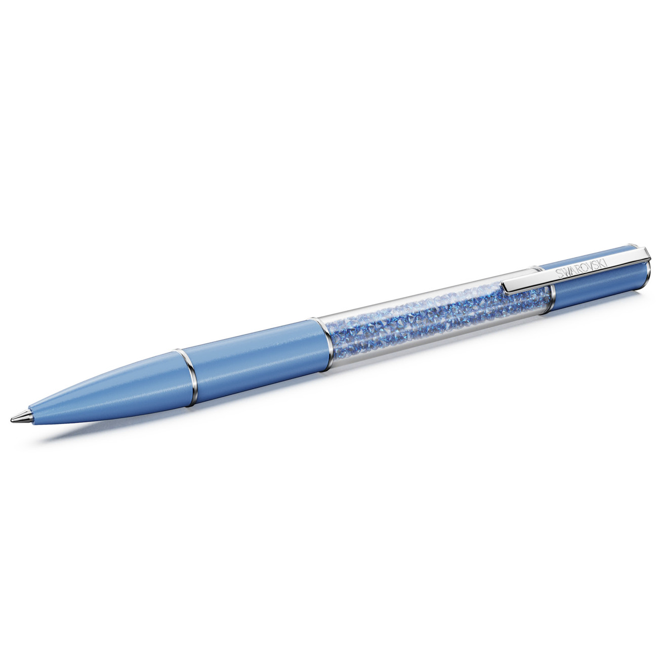 Stylo Swarovski bleu avec son coffret et sa pochette cadeau idéal pour offrir
