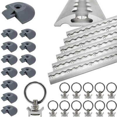 Airlineschienen SET TÜV geprüft Alu halbrund mit Zurrösen und Endkappen Schiene - Bild 1 von 4