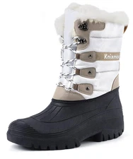 Knixmax Women's Winter Snow Boots Waterproof Mid Calf Booties Fur Lined