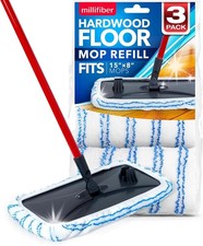 Microfiber Mop Refills 15x8 Inches, 3-Pack Mop is Not Included  Reusable