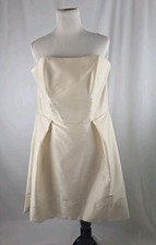 Alfred Sung Ivory Strapless High/Low cocktail dress Pockets Size 18 NWT BN01