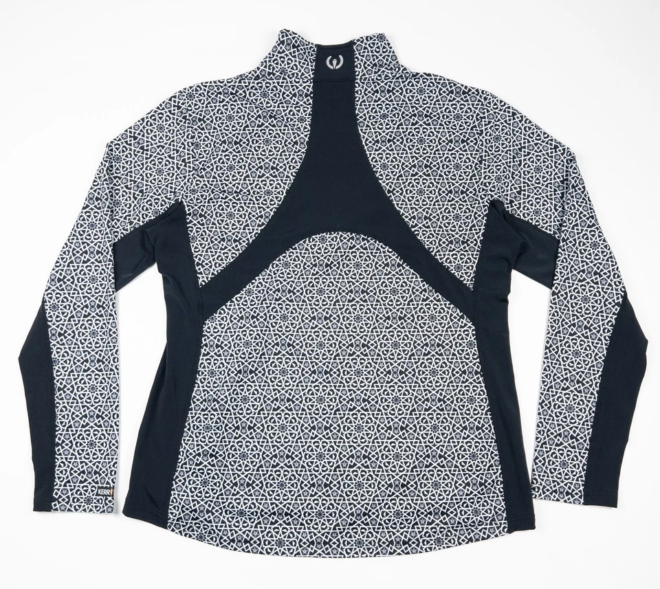 Kerrits Riding Shirt Women's XL Black Geometric 1/4 Zip Mock Neck Pullover Top - Image 4 of 4