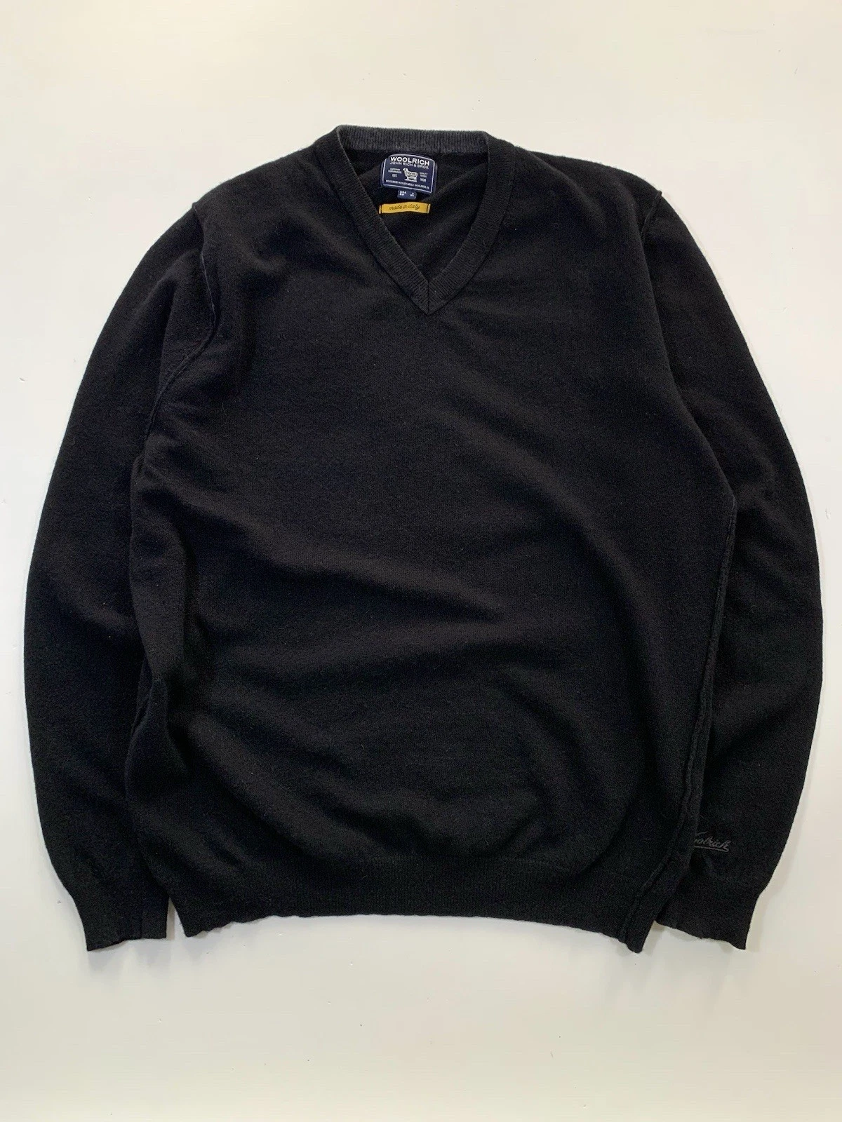 Woolrich Pure Wool Elbow Patches V Neck Sweater