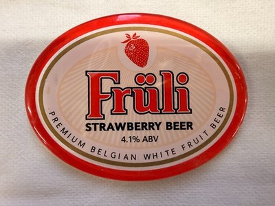 Früli (Fruli) Erdbeerbier Pump Plakette - Belgisches Obstbier 4,1% - Sammlerstück