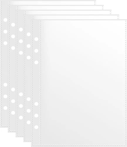 50 Pack 5X8 Clear Binder Sheets Sleeves - 6 Ring A5 Binder Inserts - Plastic Poc - Picture 1 of 12