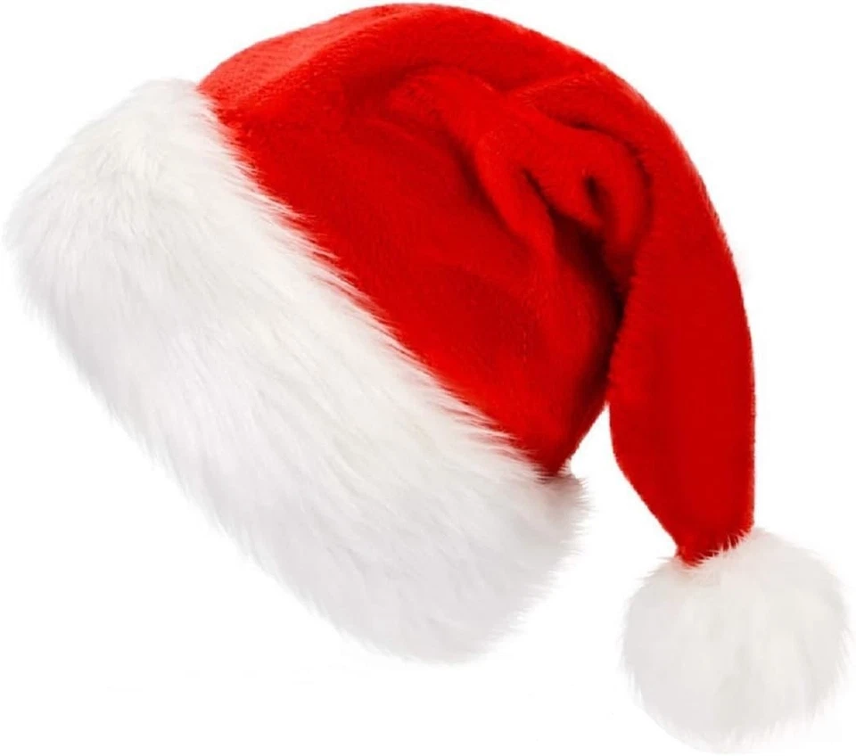Classic Plush Velvet Santa Hat for Adults Thick Christmas Holiday Party Hat - Image 4 of 4