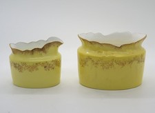 Crown Staffordshire Eggshell Sugar Bowl Milk Jug Yellow Floral 1891