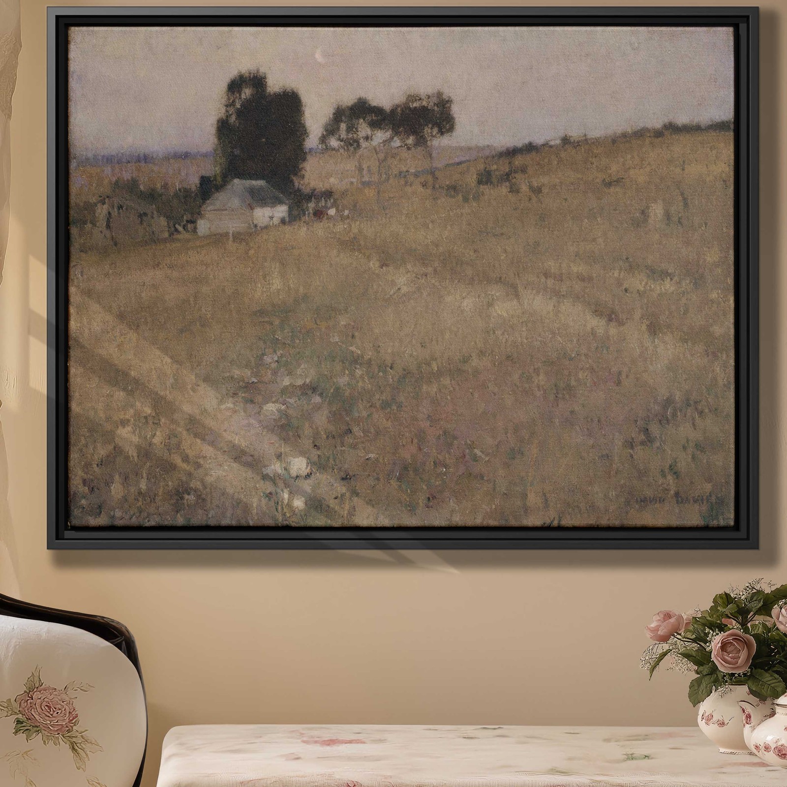 Vintage Farmhouse Canvas Print Oil Painting Rural Landscape Wall Art Decor