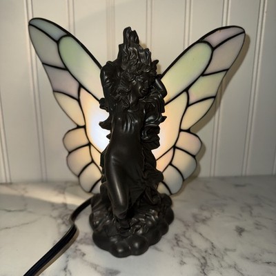 Meyda Lighting Drifting Fairy Stained Glass Butterfly Wings Accent Lamp Bronze