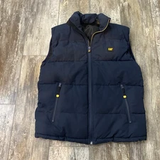 CAT Caterpillar Workwear Men’s Navy Blue Polyester Full Zip Puffer Vest Size M