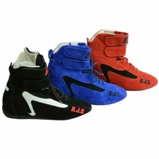 RJS RACING SFI 3.3/5 HIGH TOP "REDLINE" RACING SHOE-Black/White-Men 8 / Woman 10
