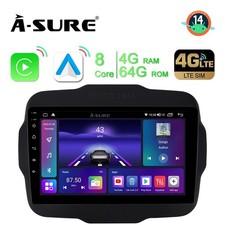8-Core 4+64G Car Stereo For Jeep Renegade 2014-2022 Android 14 Sat Nav Head Unit