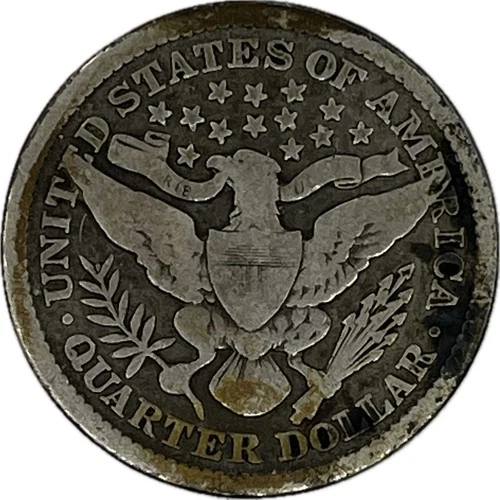 1893 Barber Silver Quarter in a SAFLIP® - VG- (Good+) Details Dirty