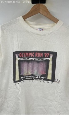 Olympic Training Vintage Olympic Run 1997 Tee Shirt Large White Running