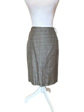 NEW Ralph Lauren Vintage Black Label USA Made Silk Houndstooth Skirt Size 4