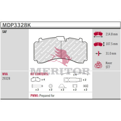 Bremsbelagsatz, Scheibenbremse MERITOR MDP3328K