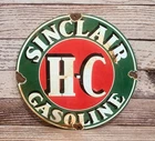 Vintage Sinclair HC Gasoline Porcelain Gas Pump Plate Sign