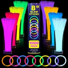 1000 PCS Ultra Bright Glow Sticks, 8 Inch Glow Sticks Bulk Party Pack, Light up 