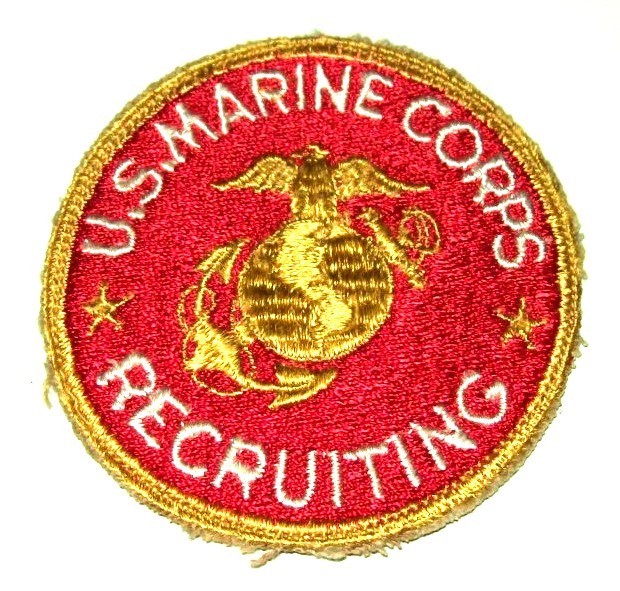 ORIGINAL CUT-EDGE WW2 - 1950's US MARINE CORPS RECRUITING PATCH OFF UNIFORM