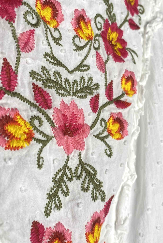 Women's White Floral Embroidered Boho Sleeveless Blouse Size small cottagecore - Bild 2 von 7