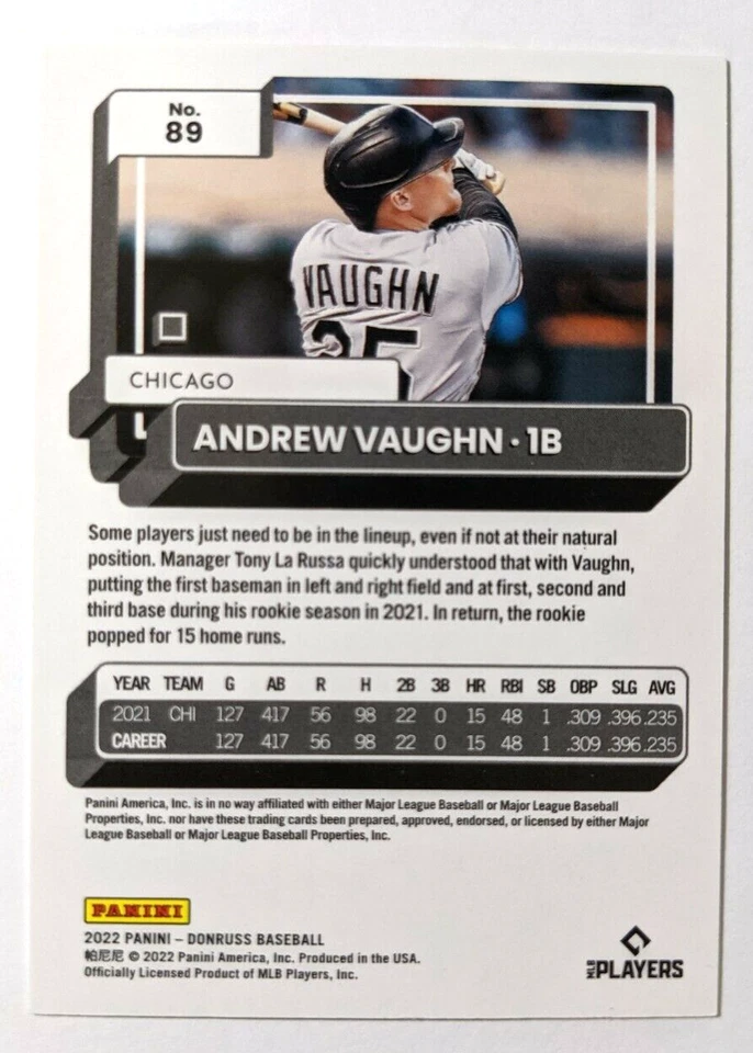 2022 DONRUSS 100 EMOJI ANDREW VAUGHN 043/100 - Image 2 of 2