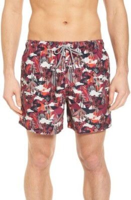 NWT Ted Baker London KARNER Mountain Print Swim Trunks Red Size L $120 JK257
