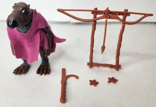 Vintage Hard Head Splinter TMNT Ninja Turtles Figure 1988 with Robe and belt