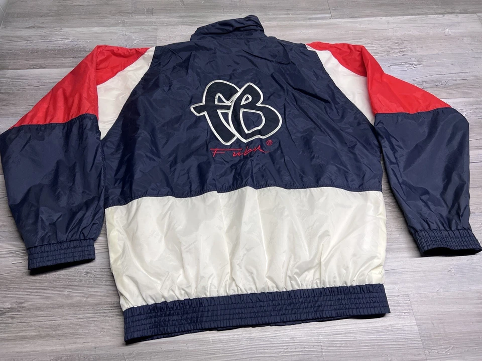 Vintage 90s Y2K Fubu Windbreaker Jacket Sz L Made in USA Embroidered Logo Zip Up - Image 2 of 4