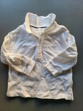 Zara Kids Toddlers Cotton Polo Long Sleeve 09-12 White Acrylic Blend Shirt