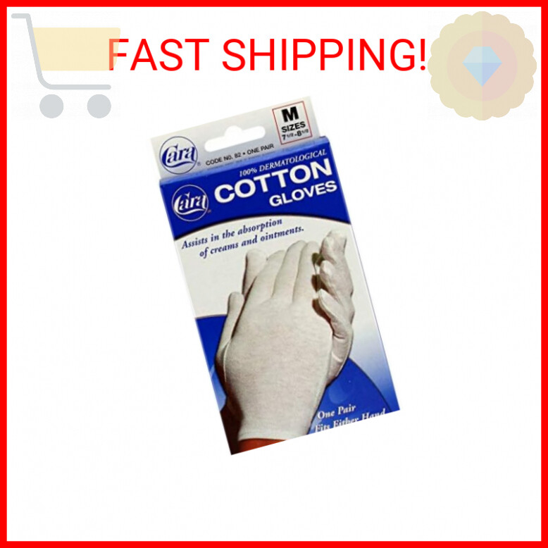 Cara Moisturizing Eczema 100 Premium Cotton Gloves, Medium, White, 1